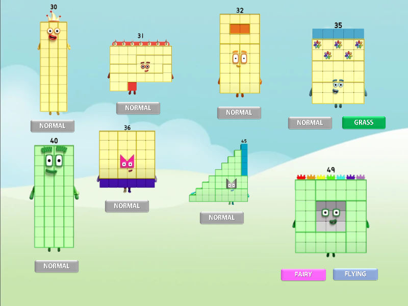 Numberblocks with types Thirty to Forty-nine by Silviacat3 on DeviantArt