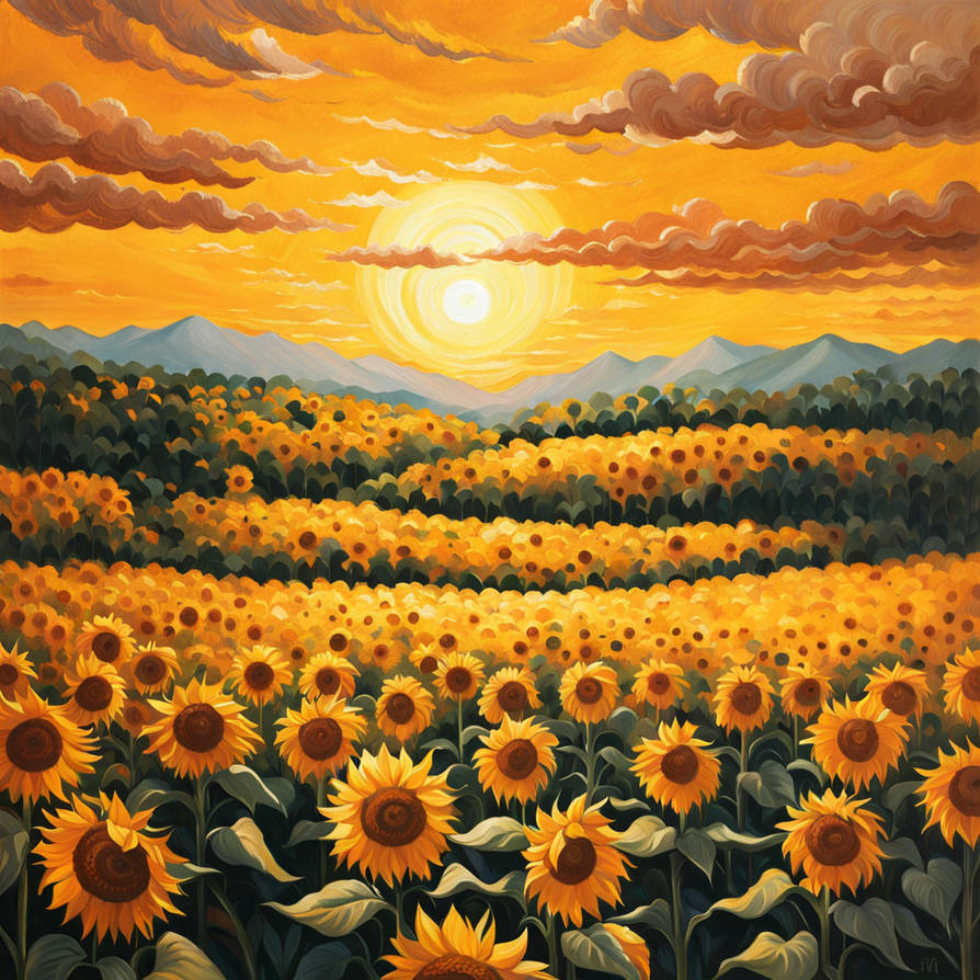 Sunflower Rising Sun Rising-sun-sunflower-field-oil-paint by JohnfromOz2 on DeviantArt