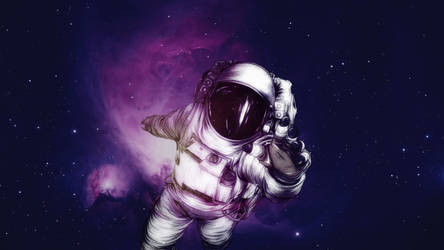 Astronaut in Purple Space Wallpaper