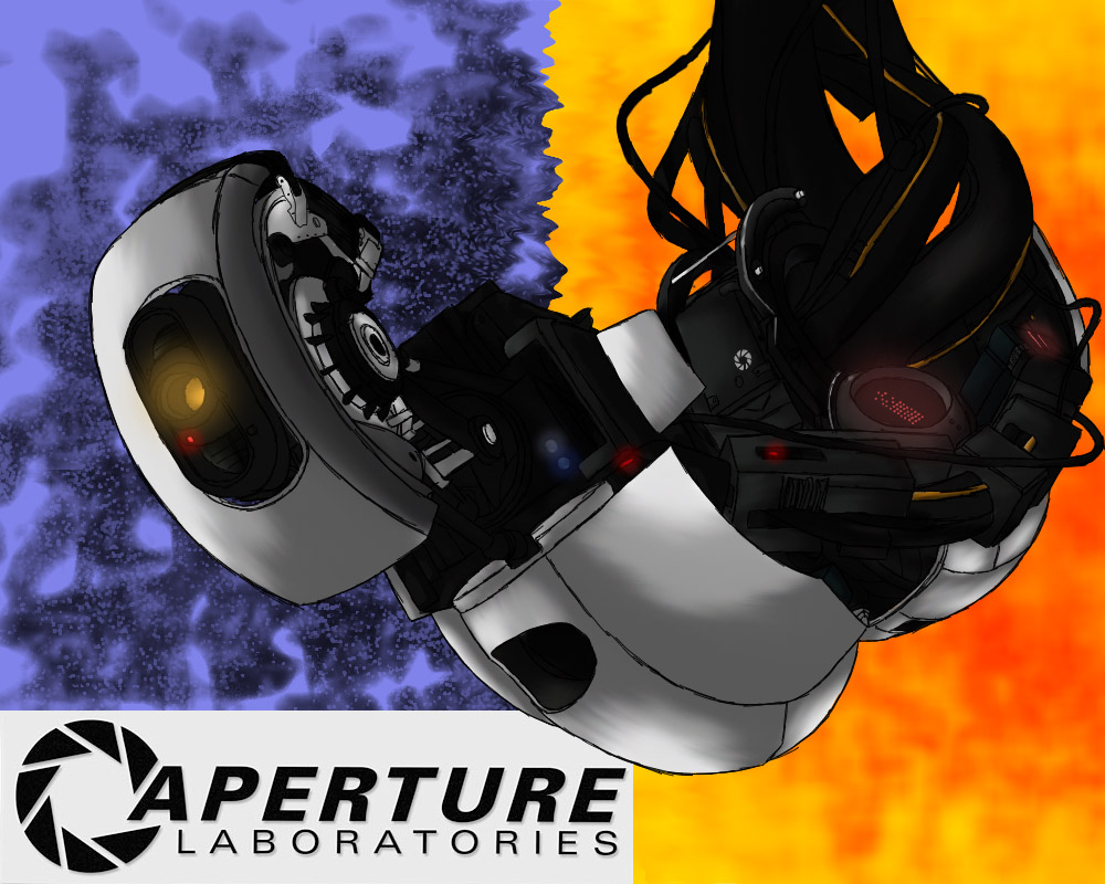 GlaDos with background by DragonLoverTori on DeviantArt