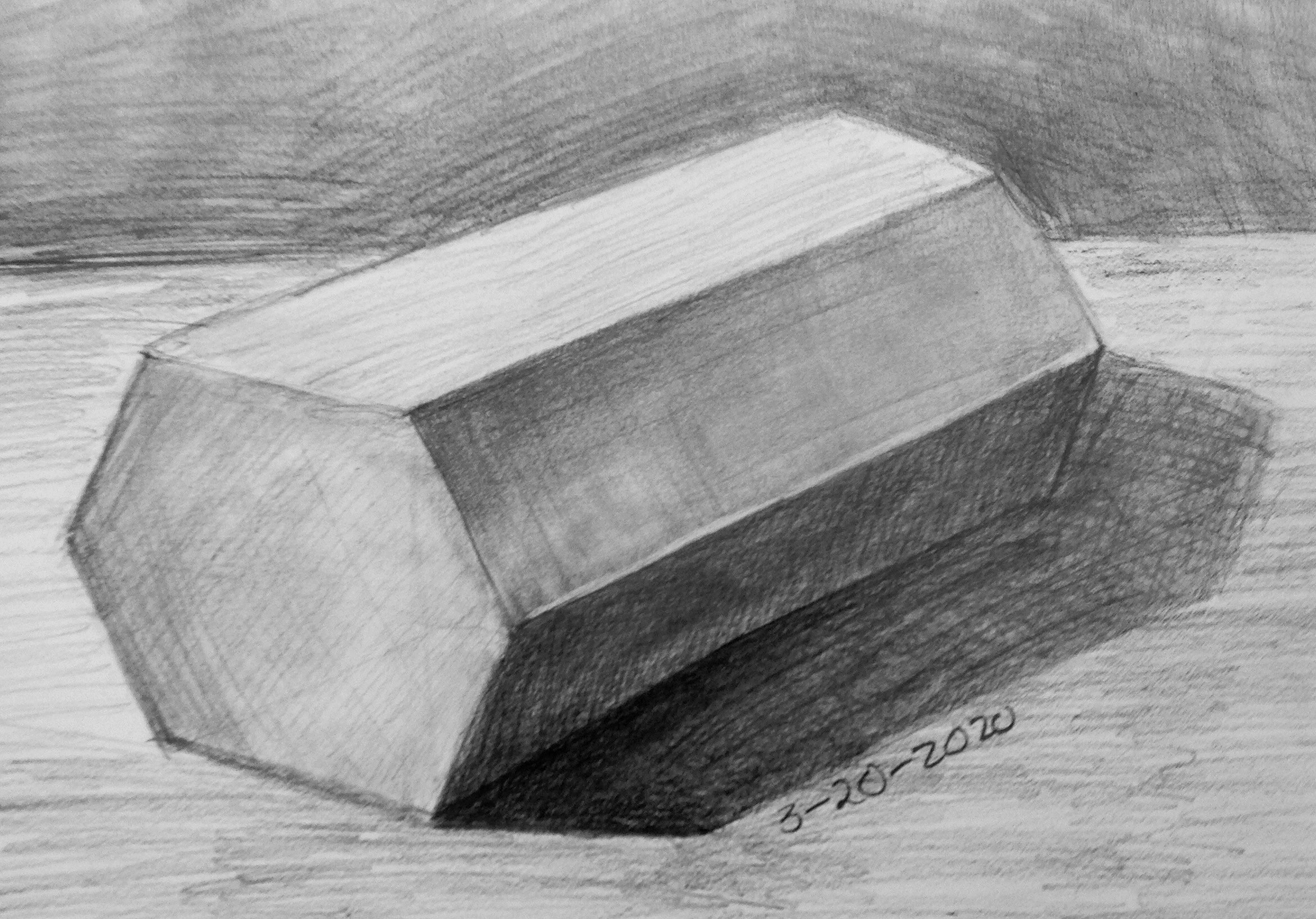3D Hexagonal Prism Pencil Art