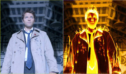 Castiel on fire