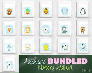 Animal Nursery Art Watercolor Bundle CPZ165