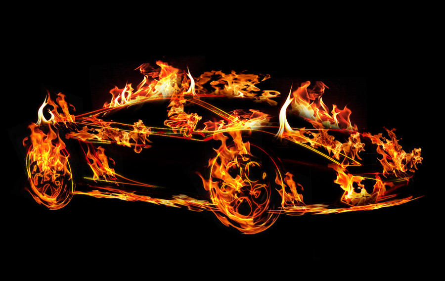 Lamborghini on fire