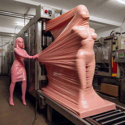 Wrapped tight in pink rubber silk machine