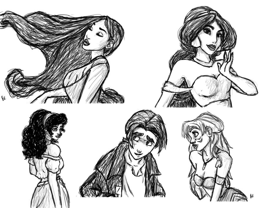 Disney sketches by bealor on DeviantArt