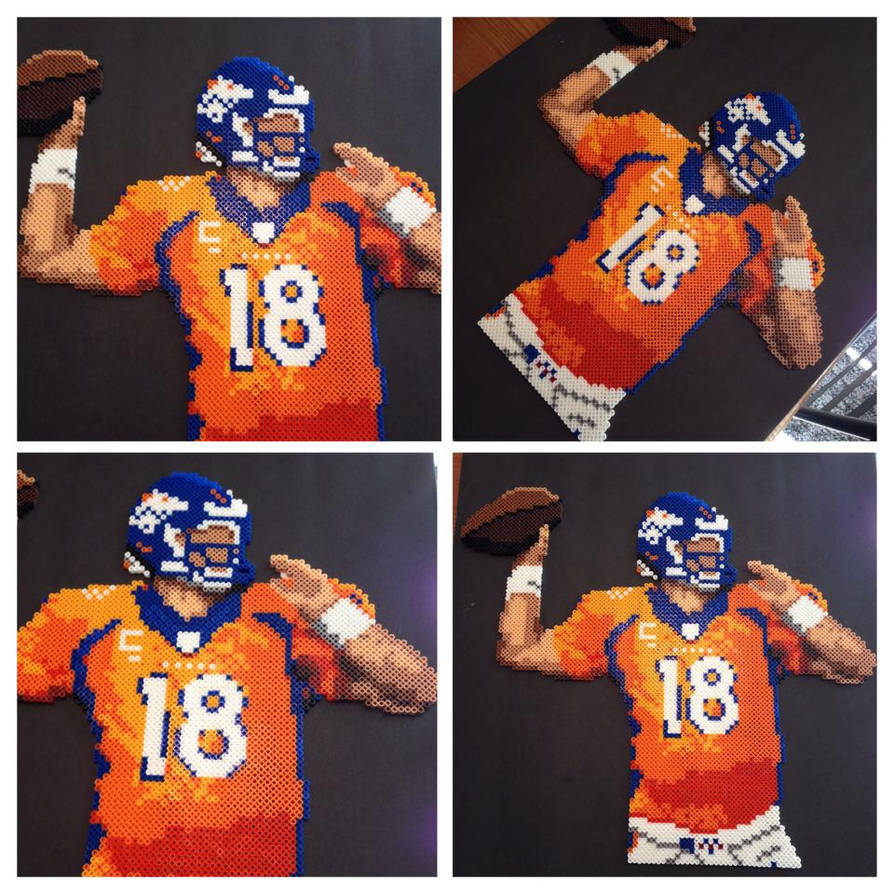 Peyton Manning Denver Bronco Perler Bead Design by AmberLynn on