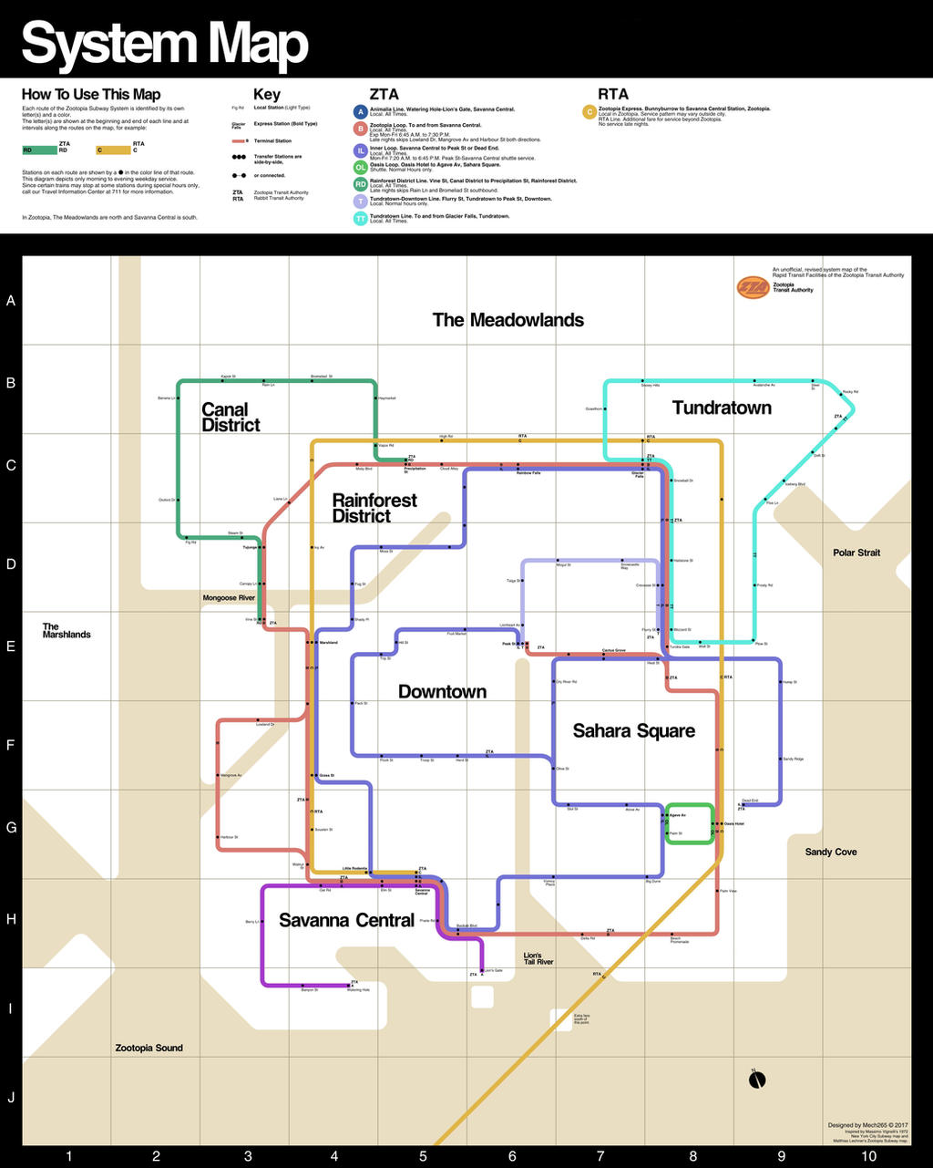 Zootopia Districts Map Zootopia Subway map redesign by Mech265 on DeviantArt