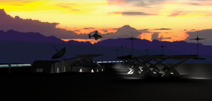 C-Fleet Shuttleport, White Sands, NM, at dusk