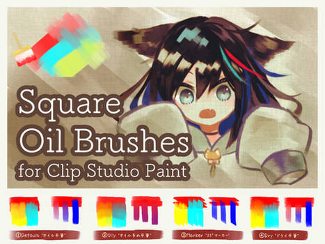 Square Oil Brushes for Clip Studio