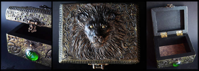 :.OOAK Lion trinket box.: