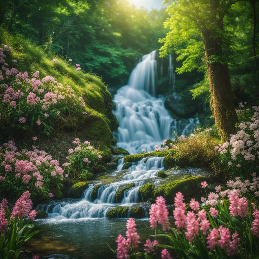 Water fall in forest beautiful scenery spring flow by Jojolegs43 on ...