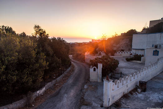 Santorini's sunrise road