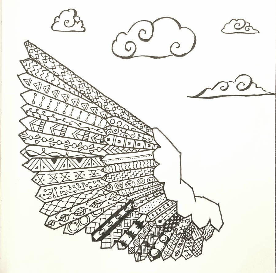 Zentangle Wing by StudioFiesel on DeviantArt