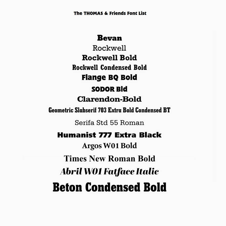 The THOMAS and Friends Font List by Charlie316 on DeviantArt