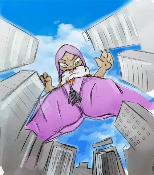 Giantess Draw - Sally Above the City