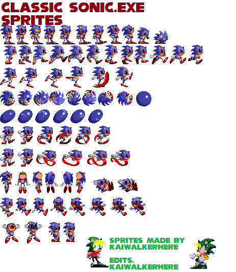 Classic Sonic.exe Sprites. Edited by KaiWalkerHere by KaiWalkerHere on ...
