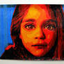 tape art / red girl on blue