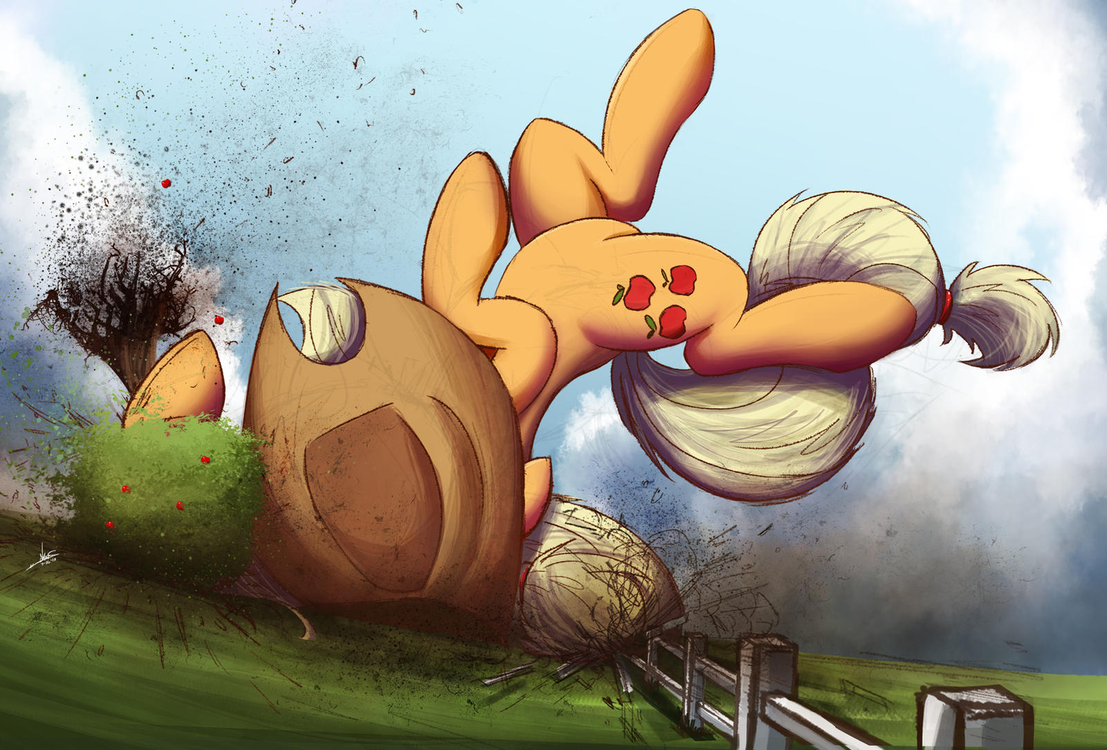 Applejack Tackles A Tree
