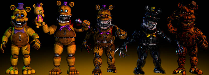 Fredbear Models Showcase - [FNaF 4 Blender]