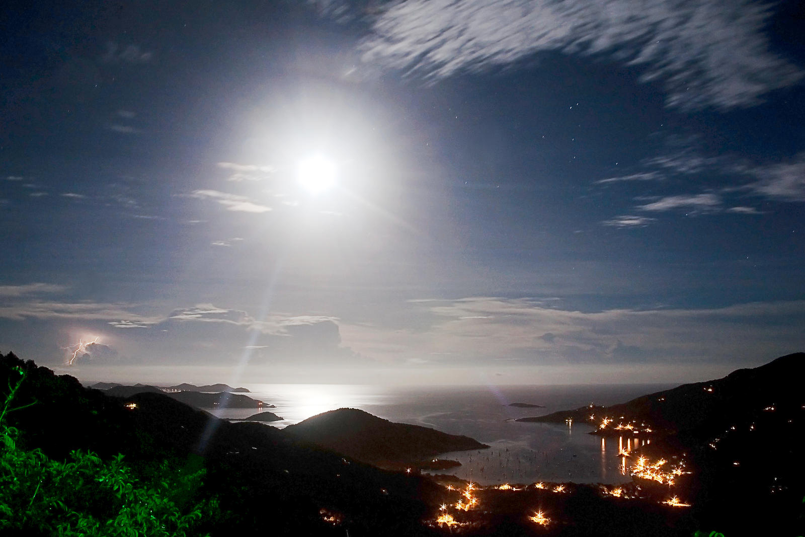 Full moon and Lightning