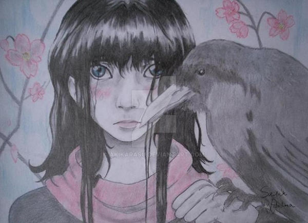 The girl with crow