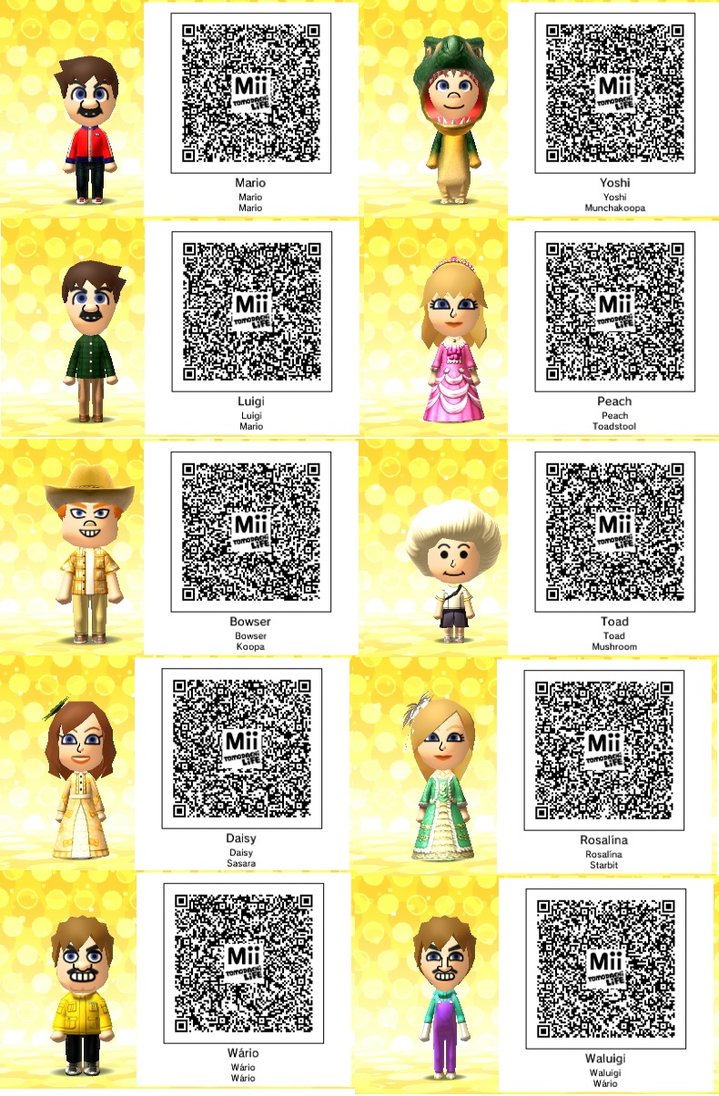 Tomodachi Life-Super Mario QR Codes