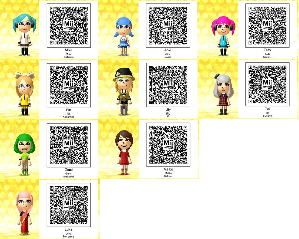 Tomodachi LifeVocaloid and UTAU QR Codes by.