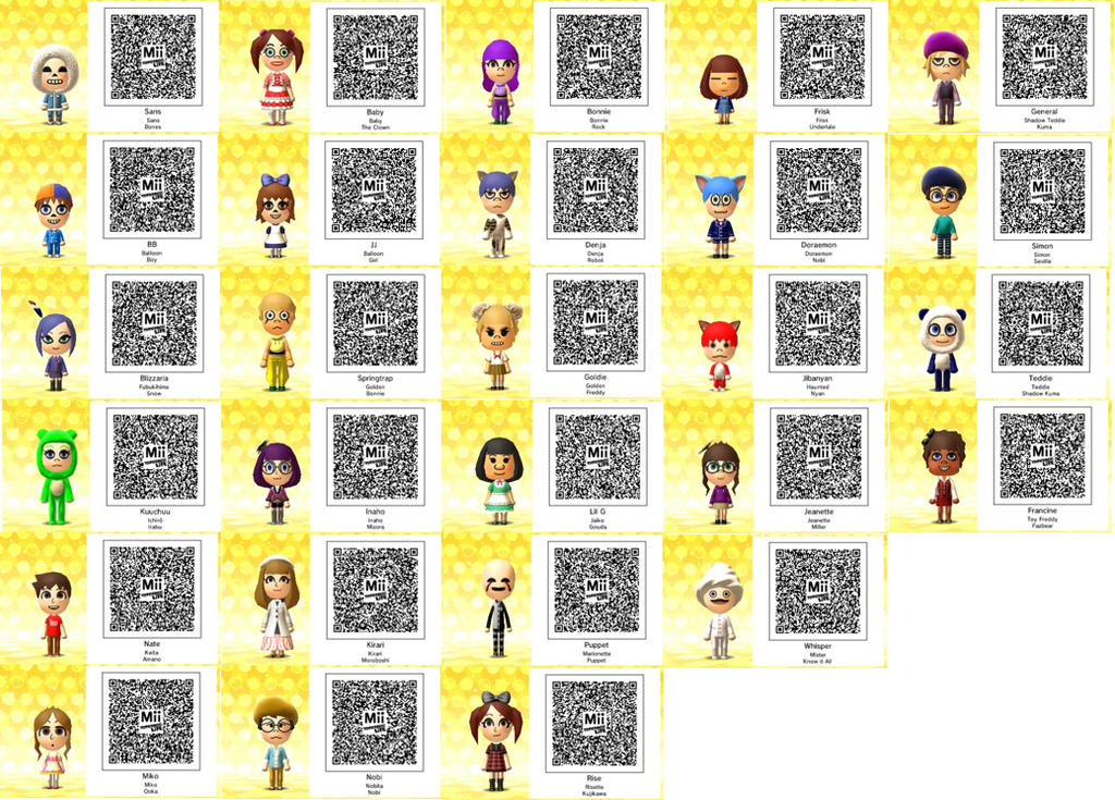 Tomodachi Life QR Codes YAY by UnicornYokai on DeviantArt
