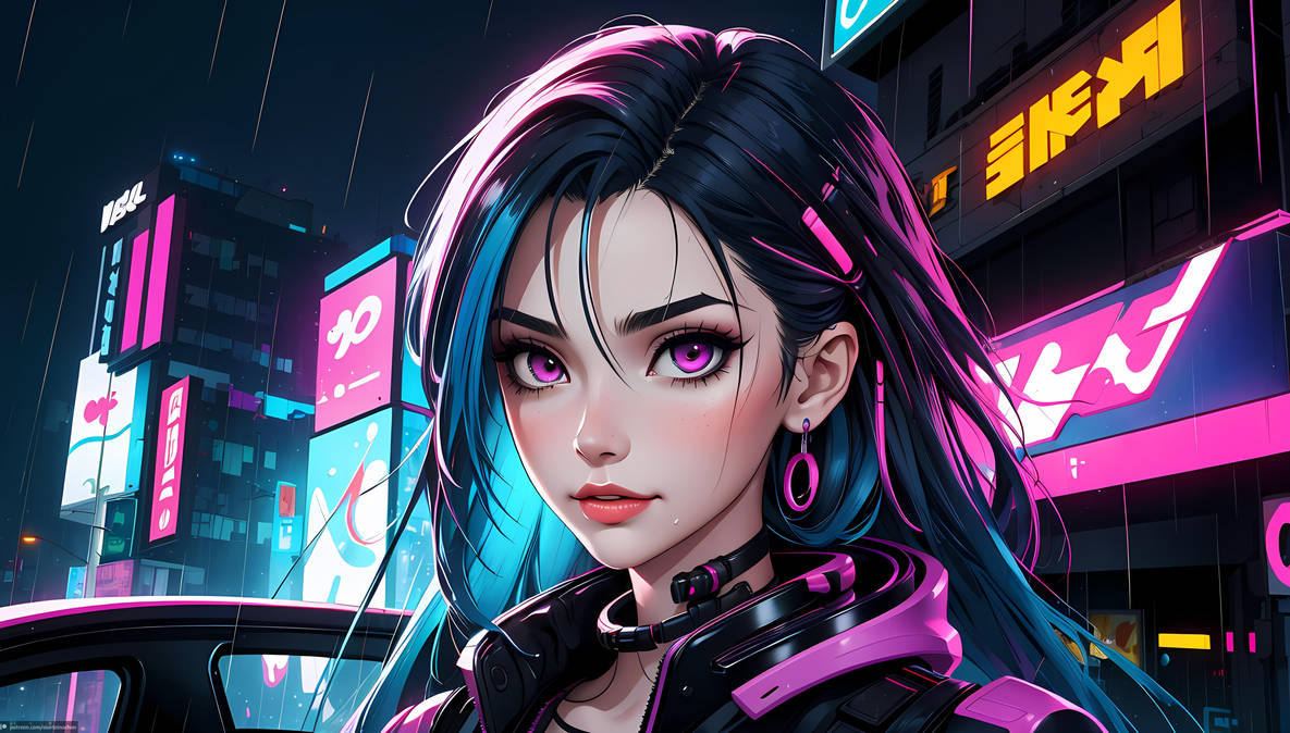 Premium AI Image  cyberpunk girl of a woman in the city hd wallpaper