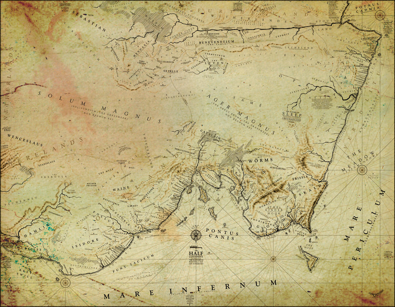 A map of the Half-Continent - colour