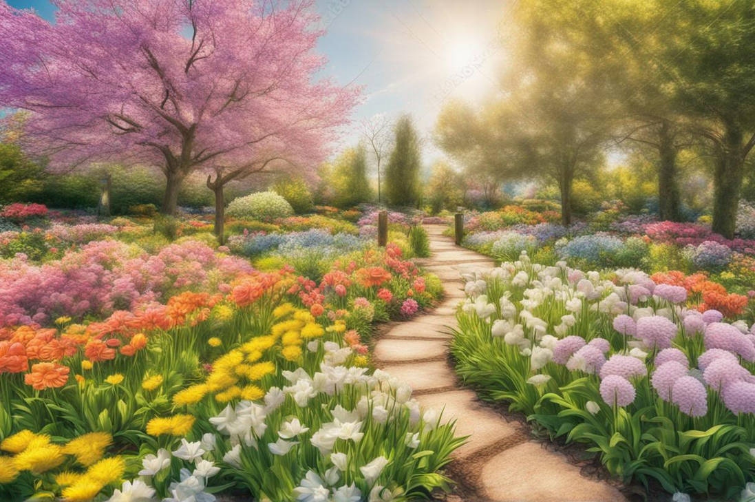 Peaceful Flower Garden In Spring by Corrina7 on DeviantArt