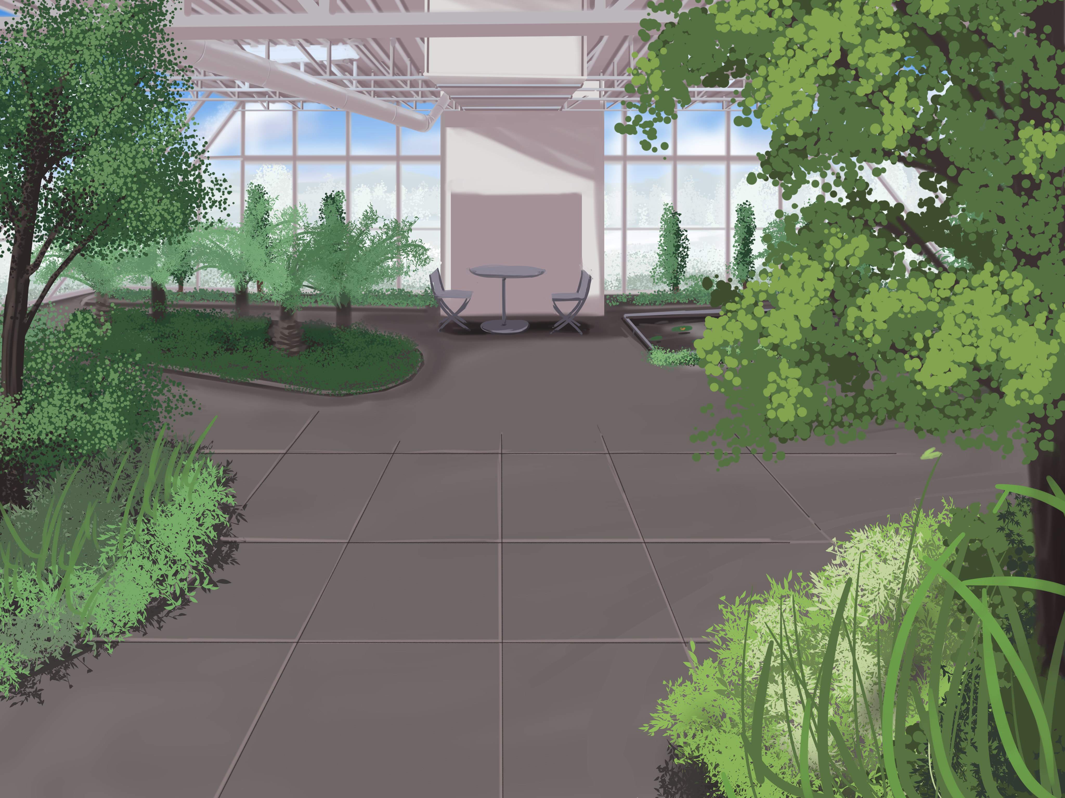 Indoor Garden Background- Anime Style by wbd on DeviantArt