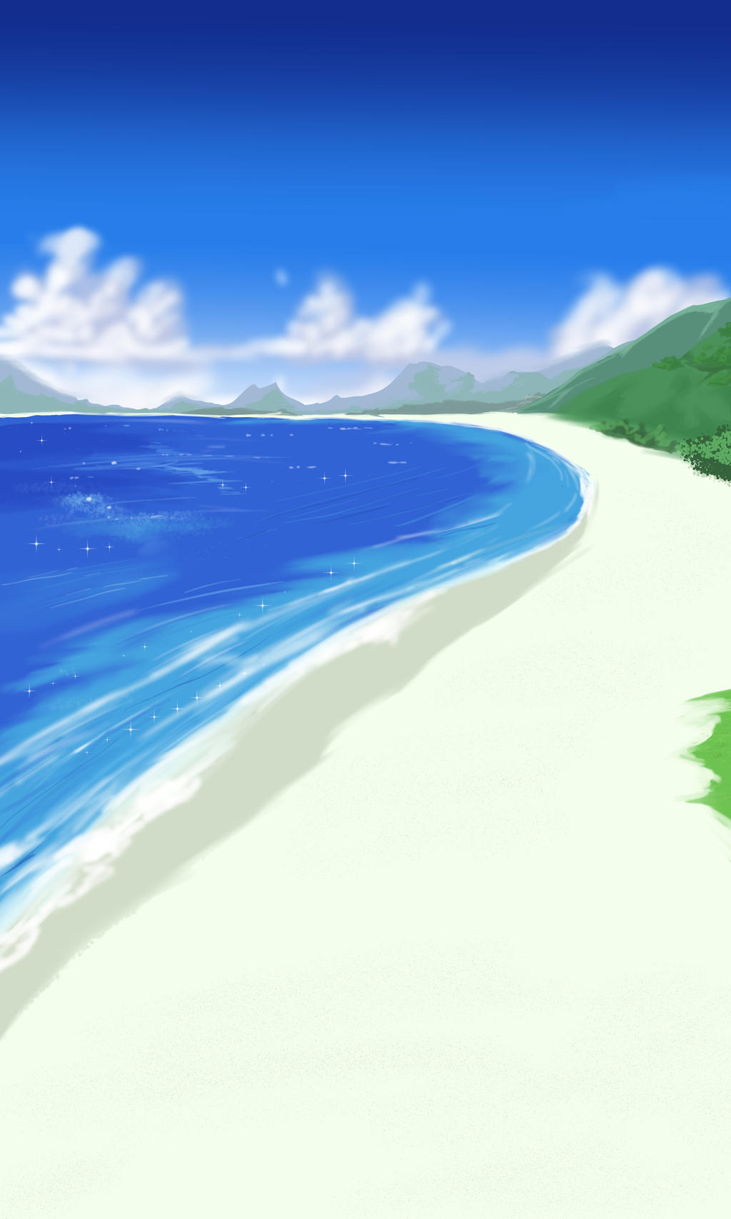 Anime Style Tall Beach Background