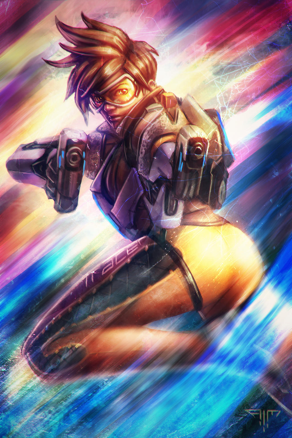 video game characters, Overwatch, Tracer (Overwatch), drawing, fan art,  overwatch tracer wallpaper