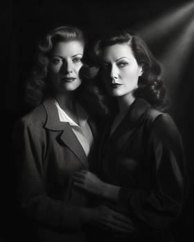 Hollywood Echoes: A Dual Portrait in Chiaroscuro