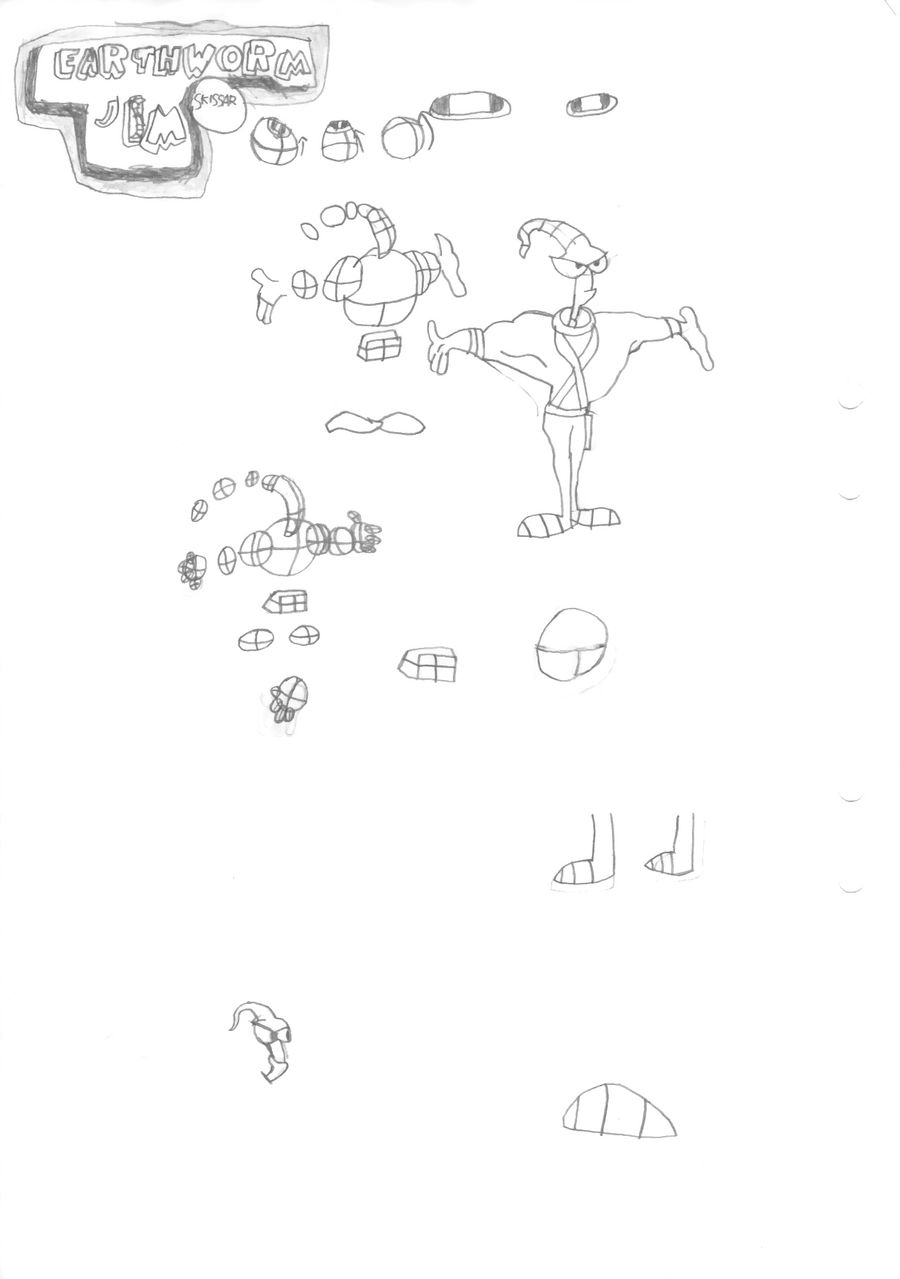 Earthworm Jim How-to-Draw sketch by ConkerGuru on DeviantArt