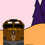 Front view of squirrelly rail train