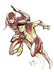 The Flash and Kid Flash by onlyfuge