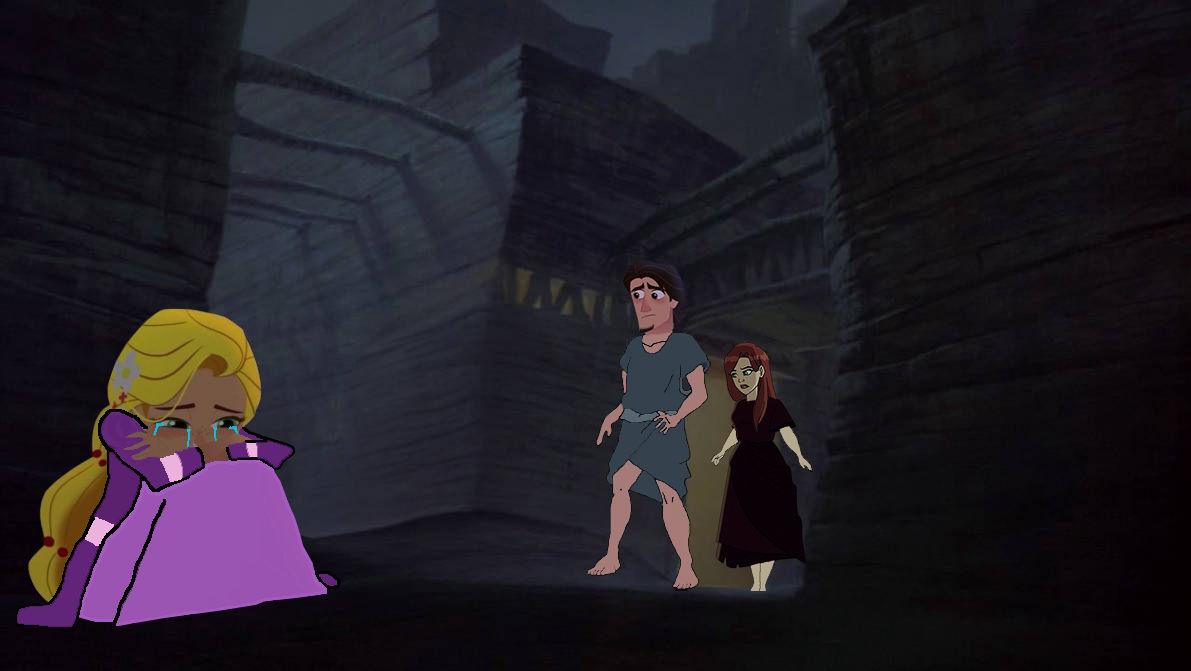 Eugene and MJ Seeing Rapunzel Crying by Background-Conquerer on DeviantArt