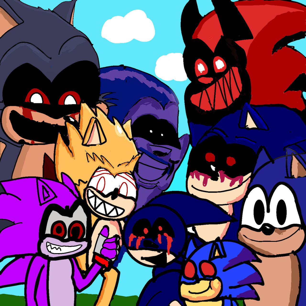 sonic.exe, lord x, faker sonic, majin and fleetway by AlyCatToons on  DeviantArt