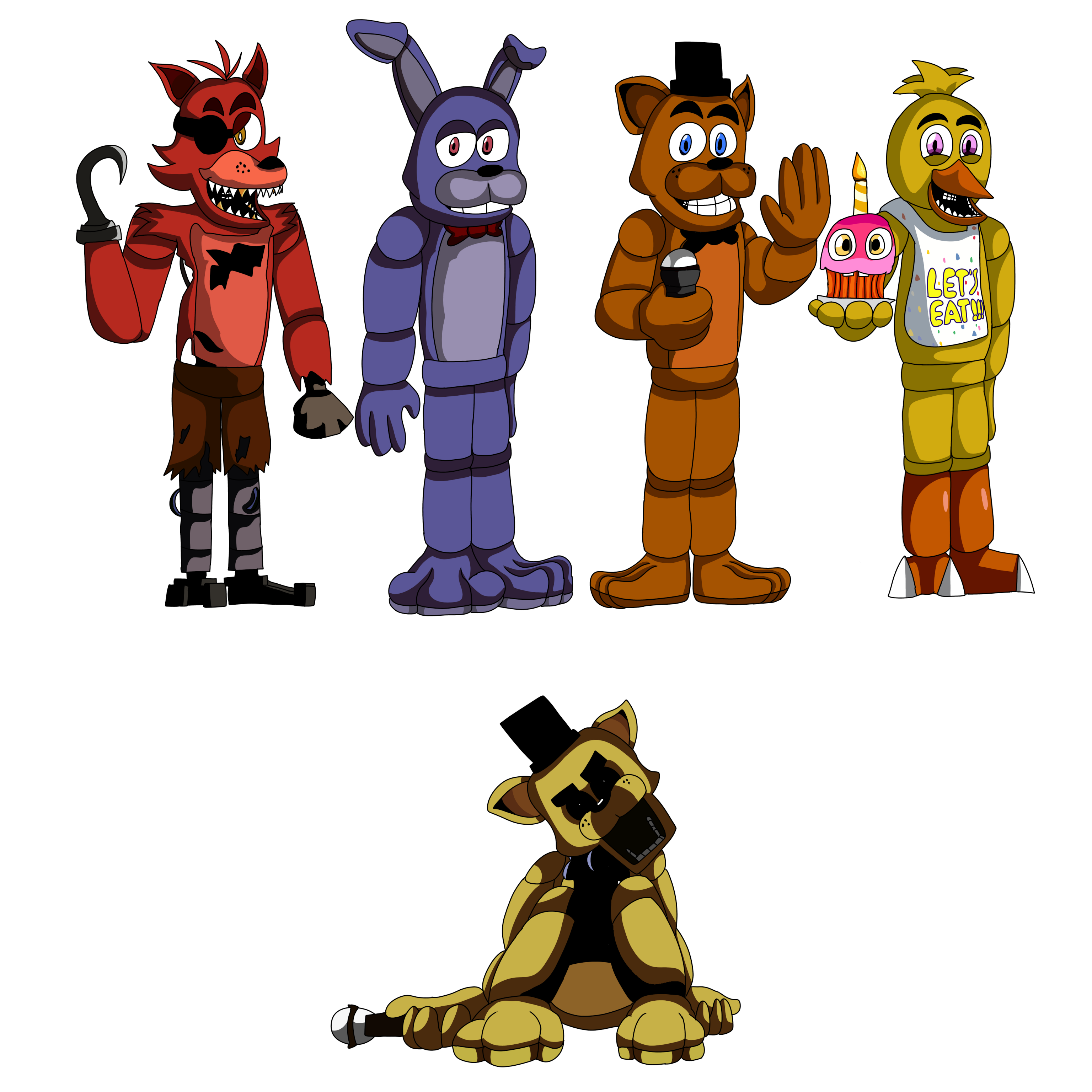 Render FNaF1 Animatronics (PNG) by LivingCorpse7 on DeviantArt