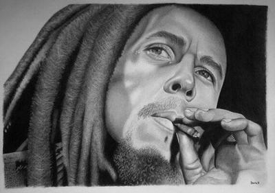 A3 pencil drawing of Bob Marley