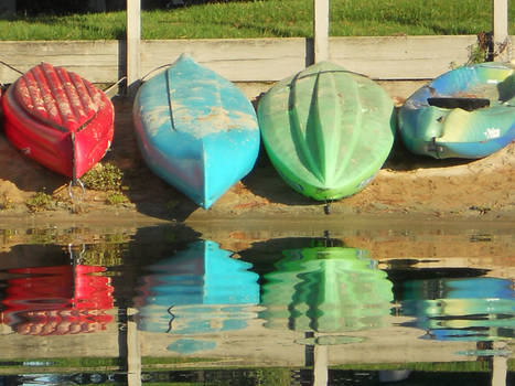 Red, Green, Blue Kayaks