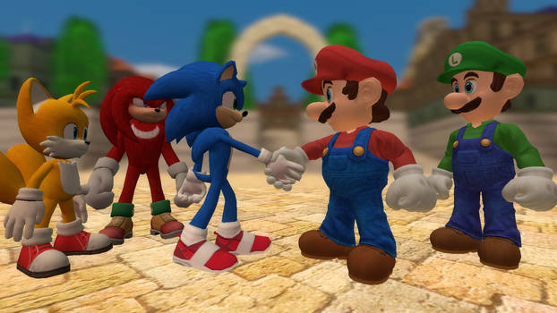 Movie team Sonic meets movie Mario bros