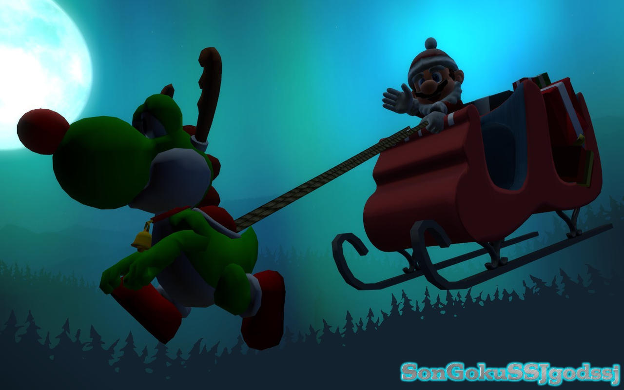 Santa Mario and Rudolph the Yoshi by SonGokuSSJgodssj on DeviantArt