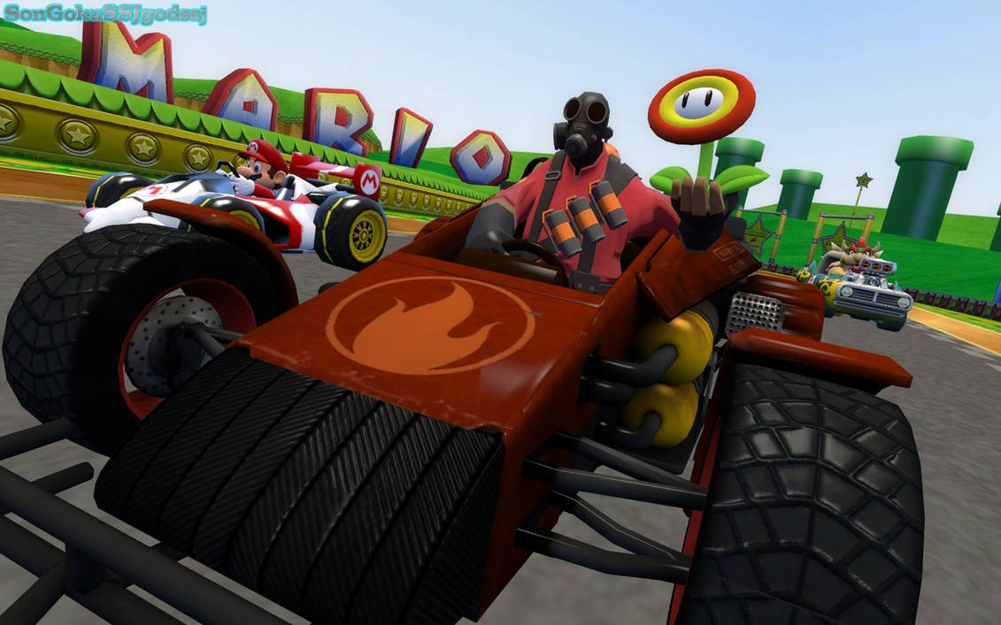Pyro enters Mario Kart by SonGokuSSJgodssj on DeviantArt