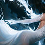 graceful beauty and the crescent moon