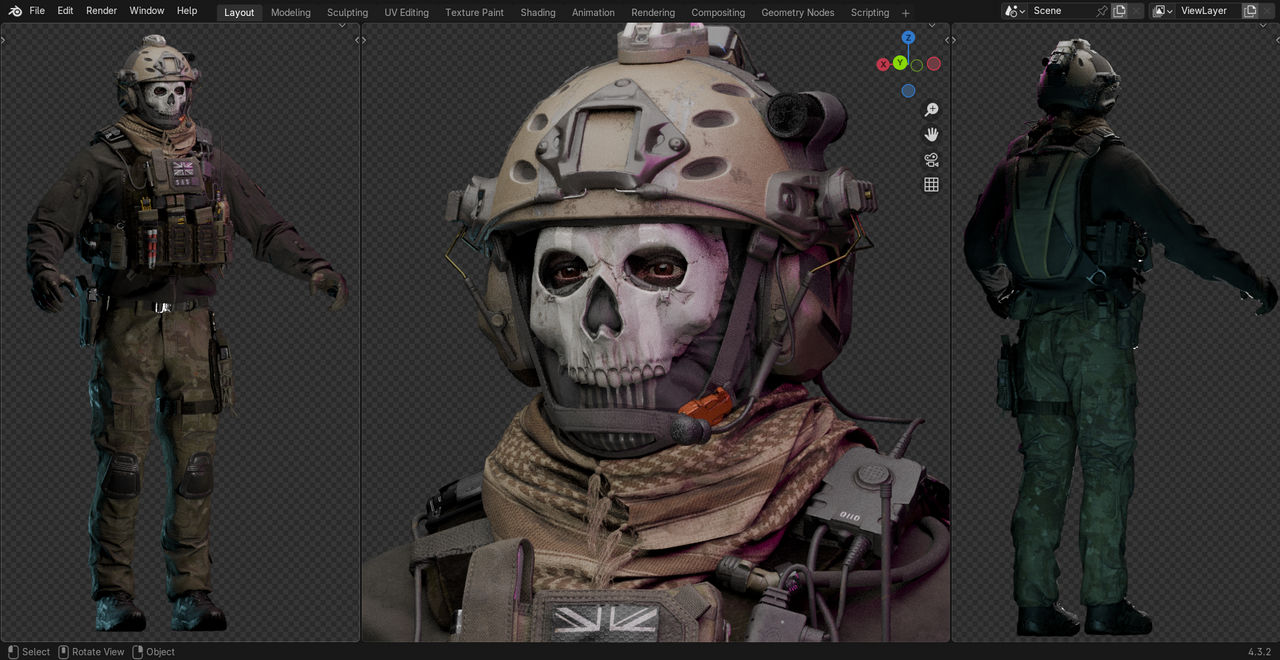 Ghost Simon Riley - 3d model for blender by meowright on DeviantArt