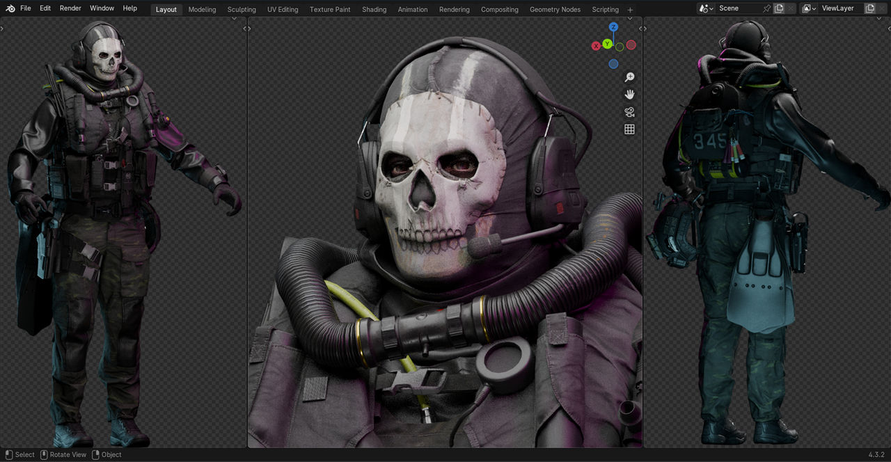 Simon Ghost Riley - 3d model for blender by meowright on DeviantArt
